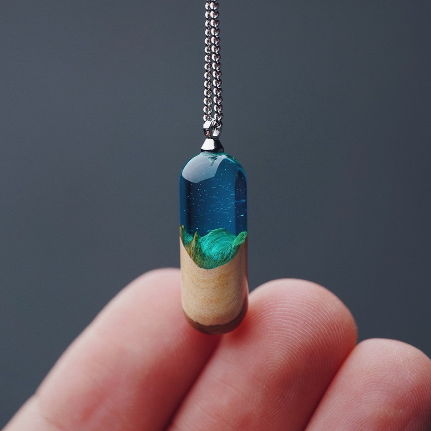 Handcrafted Log Resin Capsule Pendant