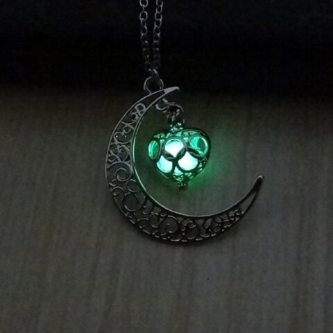 Hollow Moon Glowing Heart Choker Necklace