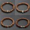 Yoga Chakra Wood Grain Crown Beaded Bracelet