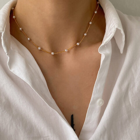 Girl Simple Clavicle pearl Necklace