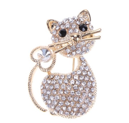 Crystal Cat Brooch Jewelry