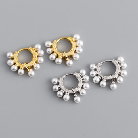 Pearl Circle S925 Sterling Silver Stud Earrings