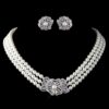 Pearl Rhinestone Necklace Earrings Jewelry Set