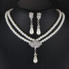 Bridal Pearl and Crystal Diamond Clavicle Necklace Set