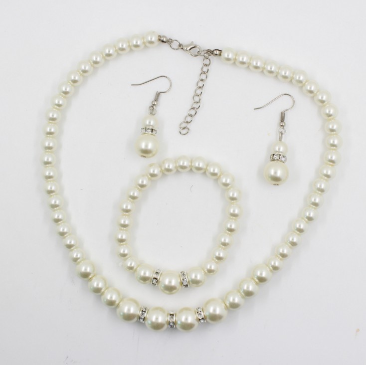 Classic Pearl Bridal Jewelry Set: Necklace, Earrings & Bracelet for the Timeless Bride