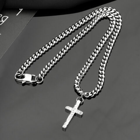 Cuban Chain Titanium Steel cross Necklace