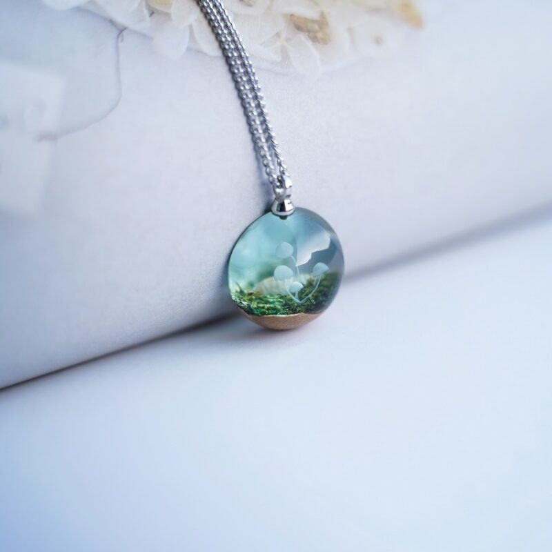 Mushroom Log Resin Pendant Necklace