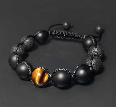 Volcanic Stone and Tiger Eye Bracelet