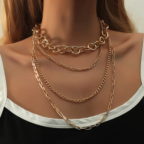 Exaggerated Hip Hop Gold Chain Necklace