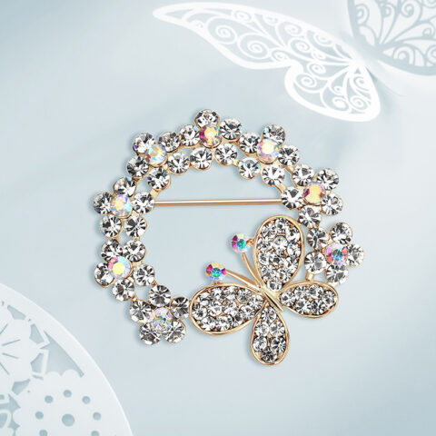 Butterfly Alloy Diamond Brooch