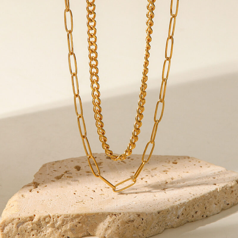 18K Gold Double Layer Chain Necklace, How to Layer Necklaces Like a Pro