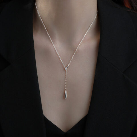 Sterling Silver Tassel Water Drop Necklace