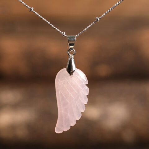 Quartz Crystal Angel Wing Pendant Necklace