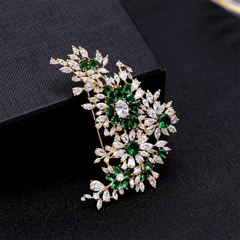 Copper Inlay Zircon Brooch | Elegant Women’s Fashion Accessory