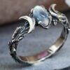 Retro Bohemian Crescent Moonstone Ring