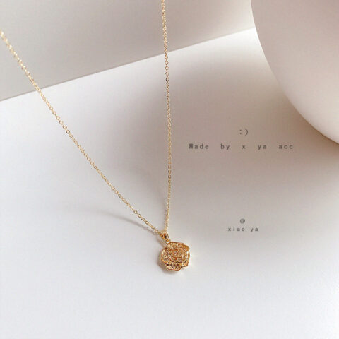 Zircon Rose Clavicle Chain necklace