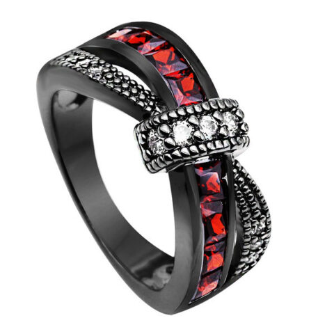 Garnet Red Cross Zircon Ring