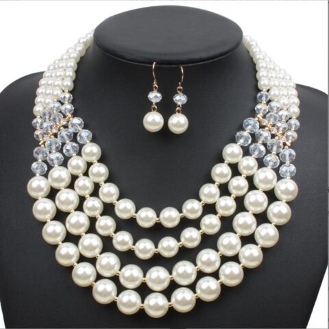 European Crystal Pearl Bridal Jewelry Set